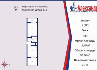 Продажа 1-комнатной квартиры, 46 м2, Санкт-Петербург, Львовская улица, 9, метро Площадь Ленина