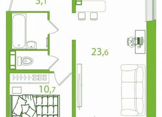 Продается 2-комнатная квартира, 49.2 м2, Томская область, улица Пришвина, 44