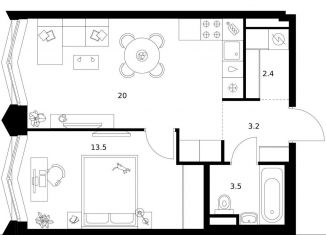 Продажа 1-комнатной квартиры, 42.6 м2, Москва, ЗАО