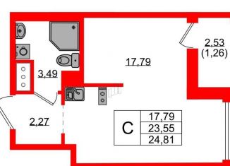 Продаю квартиру студию, 24.8 м2, посёлок Шушары, территория Московская Славянка, 12