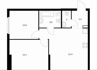 Продажа 2-ком. квартиры, 58.3 м2, Москва, жилой комплекс Барклая 6, к7, ЖК Барклая 6