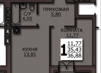 Продажа однокомнатной квартиры, 36.9 м2, Иваново, улица Куликова, 8