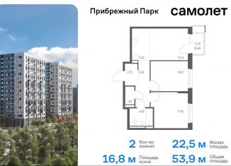 Продажа двухкомнатной квартиры, 53.9 м2, Московская область, жилой комплекс Прибрежный Парк, 7.2