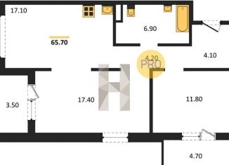 Продается 2-комнатная квартира, 65.5 м2, Новосибирск, ЖК Галактика, улица Николая Островского, 195/6