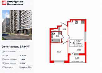 Продам однокомнатную квартиру, 35.4 м2, Санкт-Петербург, муниципальный округ Новоизмайловское, Кубинская улица, 78к2