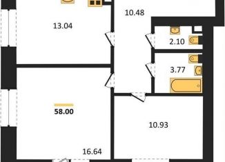 2-ком. квартира на продажу, 58 м2, Воронежская область, Кленовая улица, 3