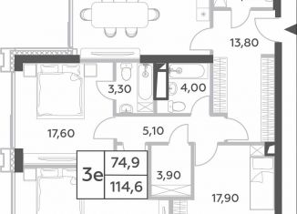 Продажа 4-комнатной квартиры, 114.6 м2, Москва, район Раменки, проспект Генерала Дорохова, вл1к1