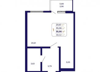 Продается однокомнатная квартира, 36 м2, Уфа, Ленинский район