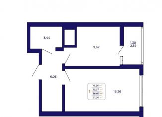 Продается однокомнатная квартира, 36.7 м2, Уфа, Ленинский район