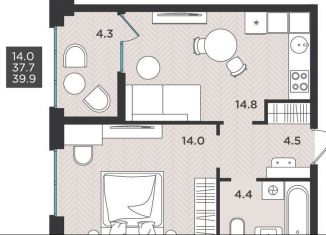 Продаю 1-комнатную квартиру, 39.9 м2, Северодвинск