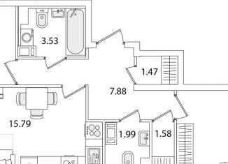 Продажа 2-ком. квартиры, 58.1 м2, Санкт-Петербург, метро Проспект Ветеранов