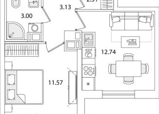 Однокомнатная квартира на продажу, 34.3 м2, Санкт-Петербург