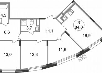 Продаю 3-комнатную квартиру, 84 м2, рабочий посёлок Заречье