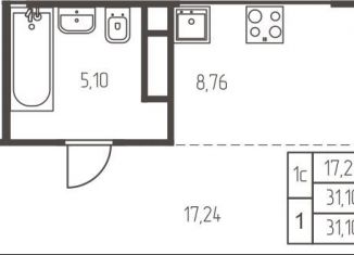 Продам квартиру студию, 31.1 м2, Московская область