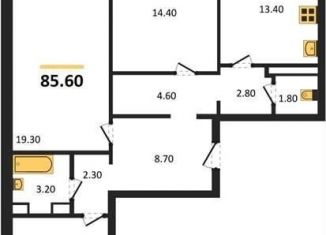 Продам 3-комнатную квартиру, 85.6 м2, село Ямное, улица Генерала Черткова, 1