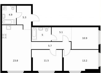 Продажа трехкомнатной квартиры, 85.4 м2, Москва, жилой комплекс Барклая 6, к7, станция Фили