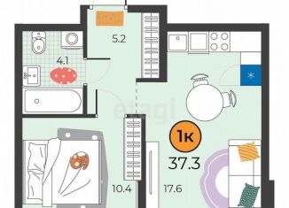 Продается 1-комнатная квартира, 37.3 м2, Тюмень, улица Эльвиры Федоровой, 3, Восточный округ