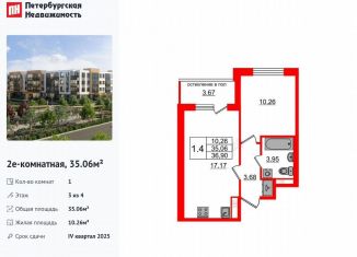 Продаю 1-ком. квартиру, 35.1 м2, посёлок Шушары