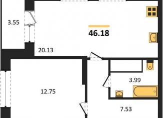 1-ком. квартира на продажу, 46.2 м2, Воронеж, Ленинский район