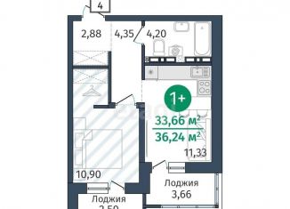 Однокомнатная квартира на продажу, 33 м2, деревня Дударева