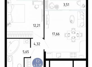 1-ком. квартира на продажу, 43.4 м2, Рязань