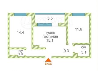 Продажа 2-ком. квартиры, 60.9 м2, Тюмень, улица Сергея Свиридова, 7, Ленинский округ