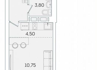 Продам квартиру студию, 23.3 м2, Мурино, Графская улица, 6к1