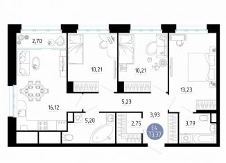 Продажа 3-ком. квартиры, 73.4 м2, Рязанская область