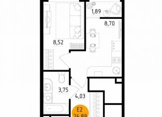 Продается 1-комнатная квартира, 26.9 м2, Рязань, улица Земнухова, 2