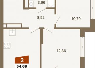 Продам 2-комнатную квартиру, 54.7 м2, Екатеринбург, Верх-Исетский район