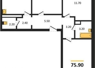 Продается 3-комнатная квартира, 75.9 м2, Воронеж, улица Шидловского, 28