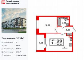 Продам однокомнатную квартиру, 32.4 м2, Санкт-Петербург, метро Звёздная