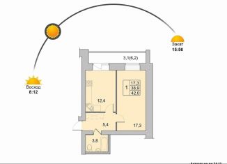 Продам 1-ком. квартиру, 42 м2, Вологодская область, Окружное шоссе, 39