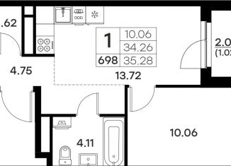 Продам 1-комнатную квартиру, 35.3 м2, Владимирская область, Тракторная улица, 43