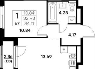 Продам однокомнатную квартиру, 34.1 м2, Владимир, Тракторная улица, 9, Октябрьский район