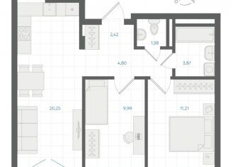 Продажа 2-комнатной квартиры, 54.5 м2, Екатеринбург, Ленинский район