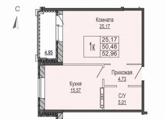 Продажа 1-комнатной квартиры, 53 м2, Ярославль