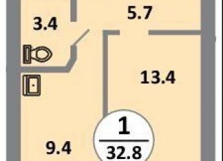 Продается однокомнатная квартира, 32.8 м2, Красноярск, Советский район, Соколовская улица, 54