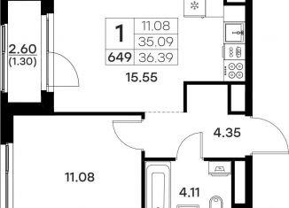 Продажа 1-комнатной квартиры, 36.4 м2, Владимирская область, Тракторная улица, 43