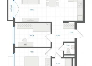 Продается двухкомнатная квартира, 55.3 м2, Екатеринбург, Ленинский район