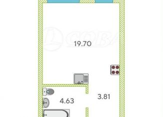 Продам квартиру студию, 28 м2, Тюмень, улица Мелиораторов, 6А, Центральный округ