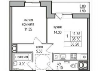 Сдам в аренду однокомнатную квартиру, 36.3 м2, посёлок Парголово, улица Шишкина, 311