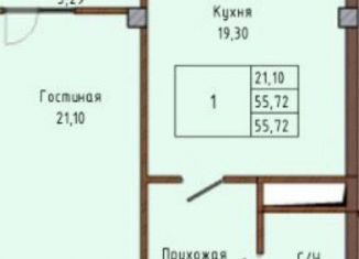 1-ком. квартира на продажу, 55.7 м2, Нальчик, Эльбрусская улица, 12