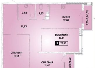 Продам 3-комнатную квартиру, 78 м2, Краснодар, Прикубанский округ, улица имени Героя Николая Шевелёва, 3/1