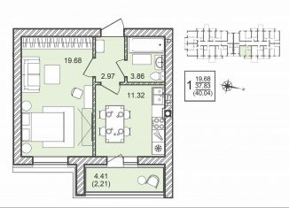 Продается 1-комнатная квартира, 40 м2, Воронежская область