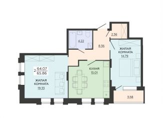 Продажа 2-комнатной квартиры, 65.9 м2, Воронеж, Железнодорожный район, улица Гаршина, 25к4