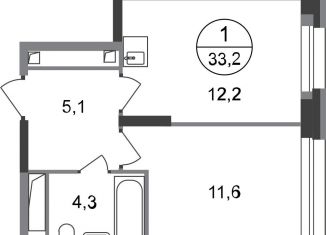 Продается однокомнатная квартира, 33.2 м2, Московский, ЖК Первый Московский