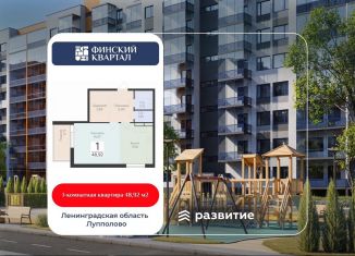 Однокомнатная квартира на продажу, 48.9 м2, деревня Лупполово, Деревенская улица, 21, ЖК Финские Кварталы