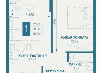 Продажа 1-комнатной квартиры, 38.3 м2, посёлок Берёзовый