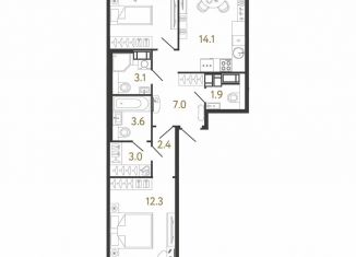 Продажа двухкомнатной квартиры, 58.5 м2, Санкт-Петербург, метро Озерки